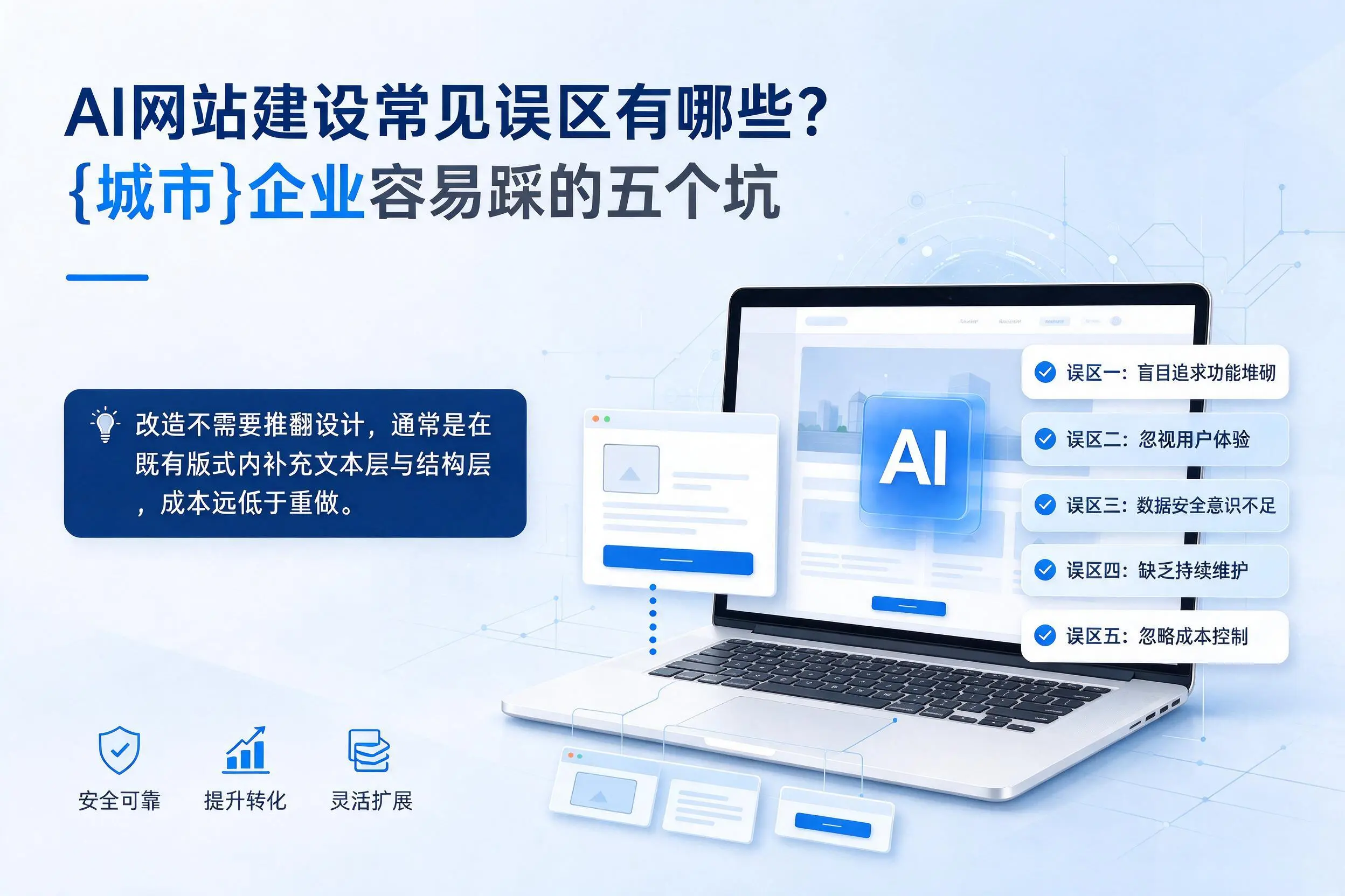 AI网站建设常见误区有哪些？荆州企业容易踩的五个坑