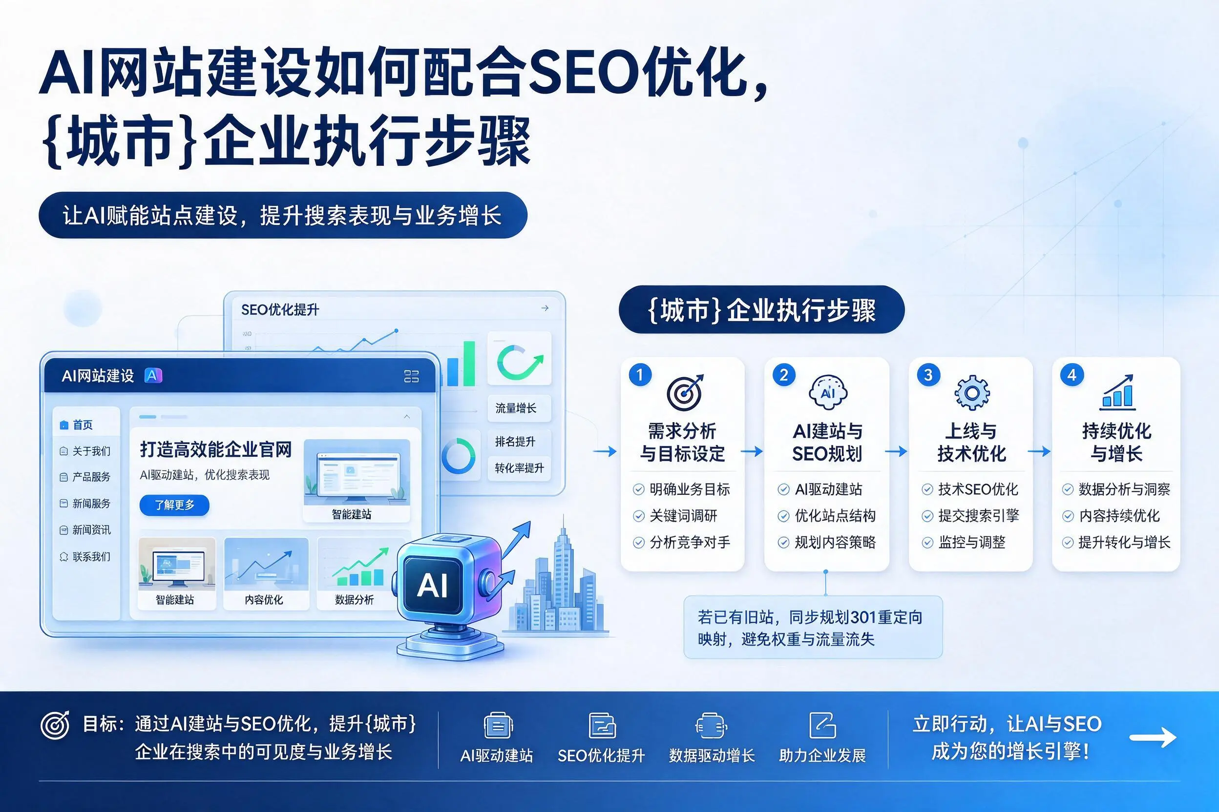 AI网站建设如何配合SEO优化，荆州企业执行步骤