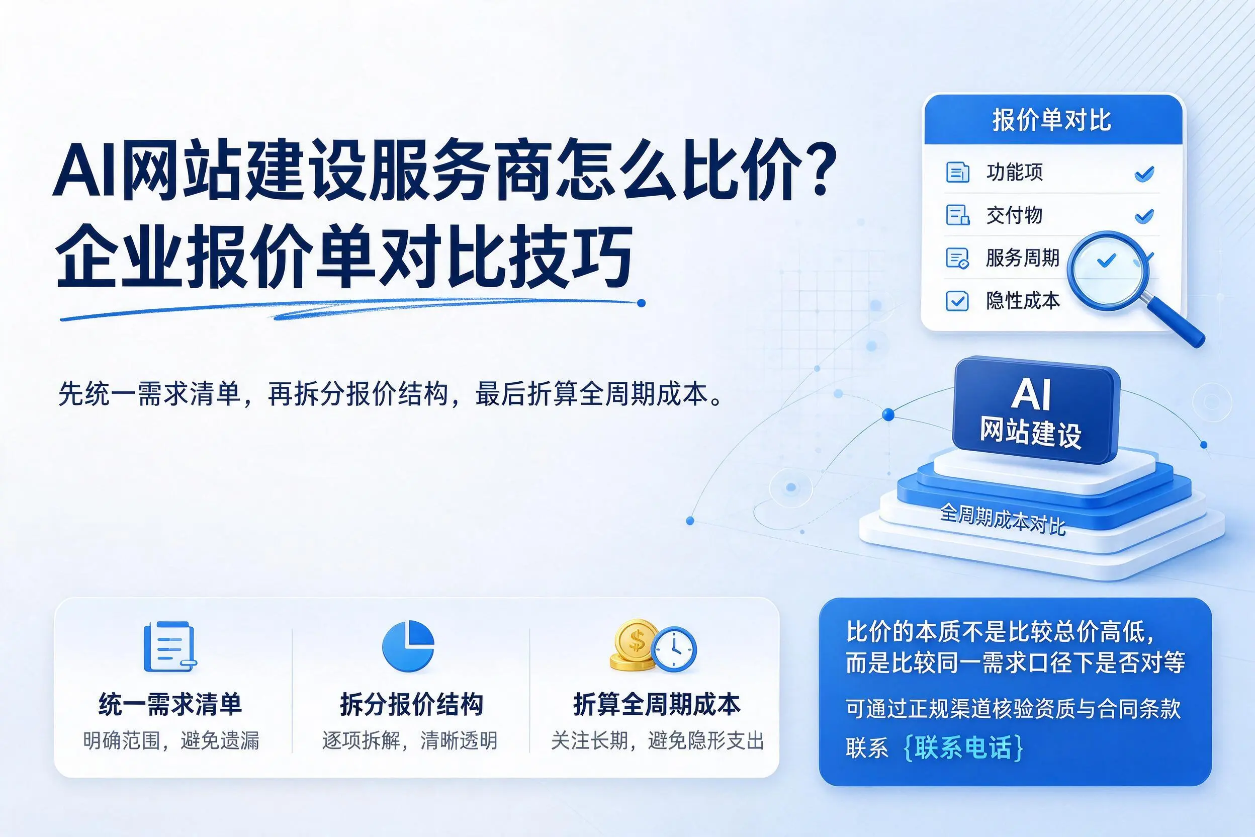 AI网站建设服务商怎么比价？荆州企业报价单对比技巧