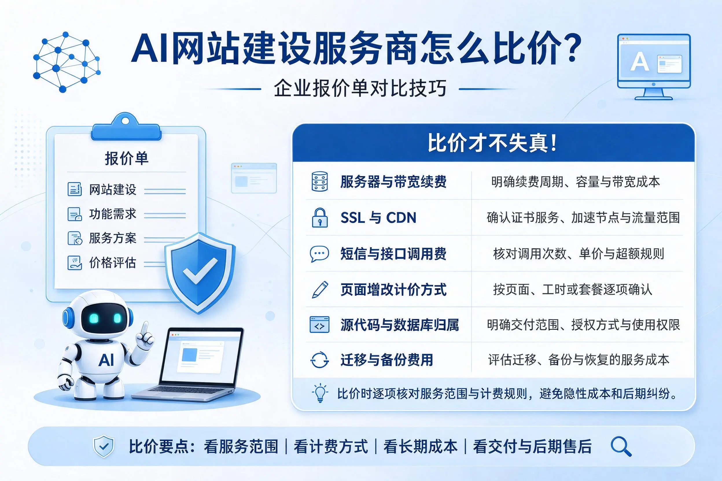 AI网站建设服务商怎么比价？荆州企业报价单对比技巧