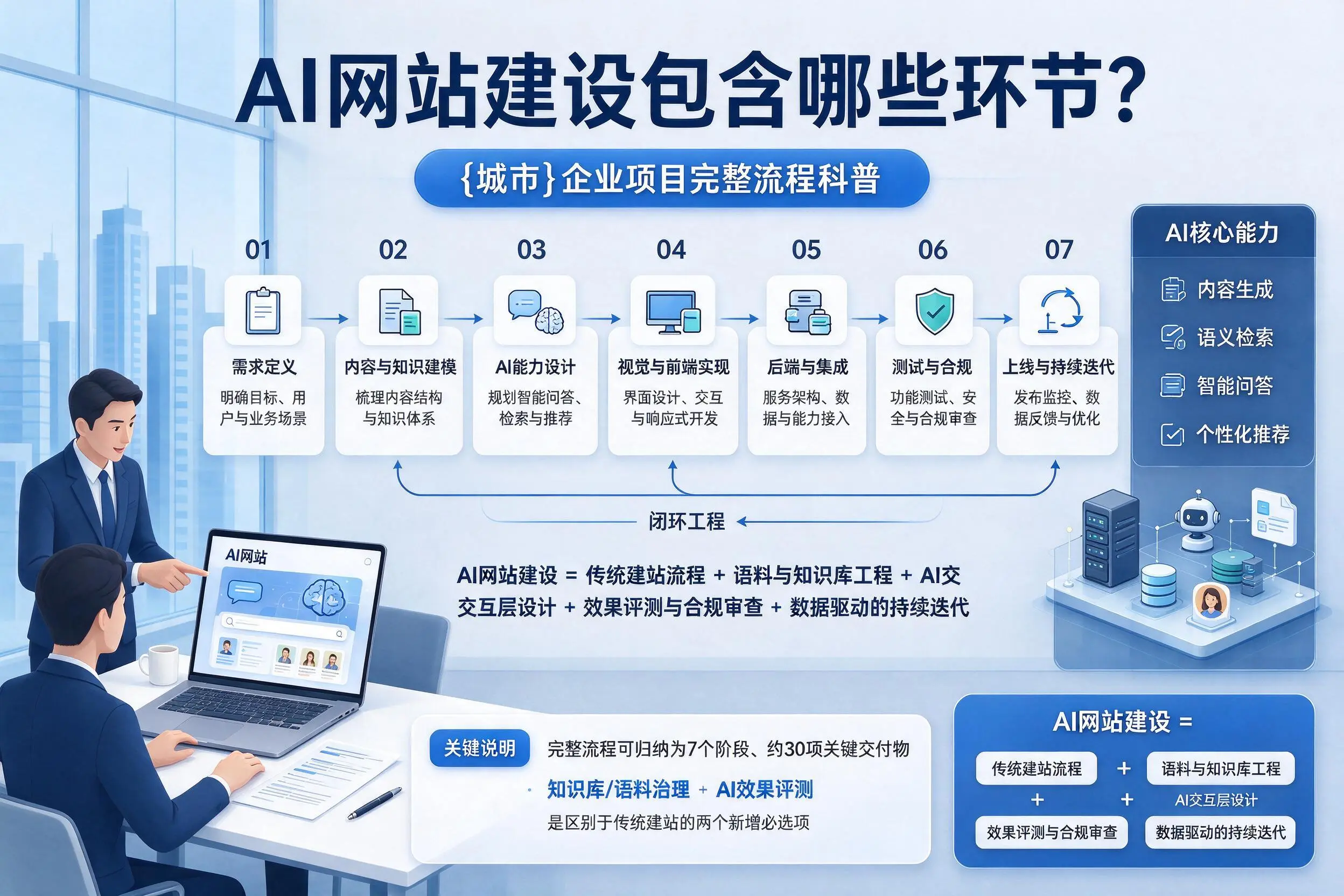 AI网站建设包含哪些环节？荆州企业项目完整流程科普