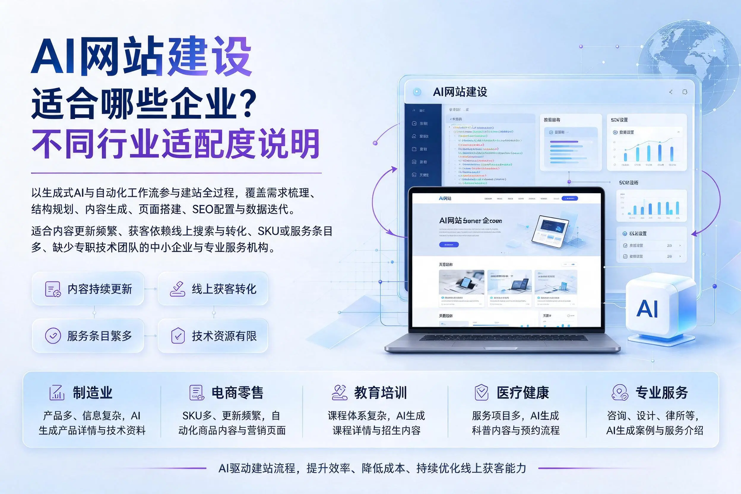 AI网站建设适合哪些企业？荆州不同行业适配度说明